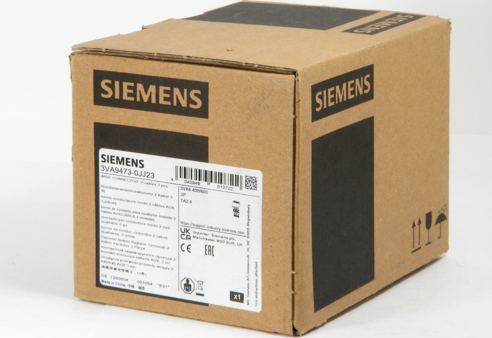 NEW SIEMENS 3VA9473-0JJ23 Breaker Lug Kit, Wire Conn TA2.4, 3VA53/4 – 3VA63/4 3P