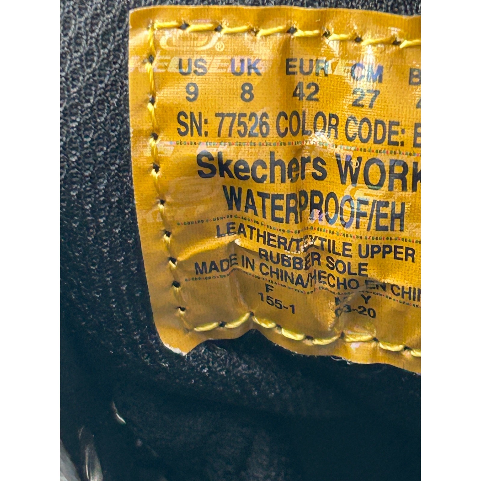 Skechers Work Waterproof EH Boots Men’s Size 9 Black Leather Lace Up HydroGuard