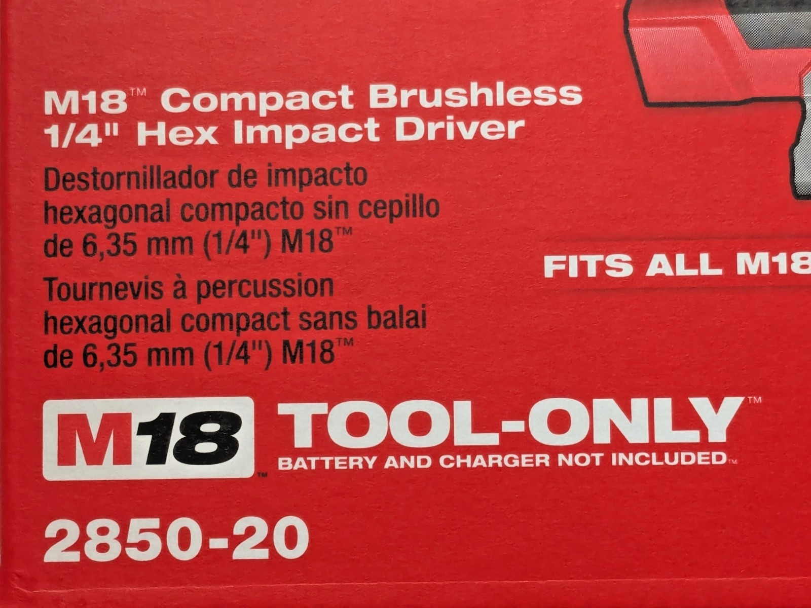 Milwaukee M18 Compact Brushless 1/4″ Hex Impact Driver 2850-20 TOOL ONLY