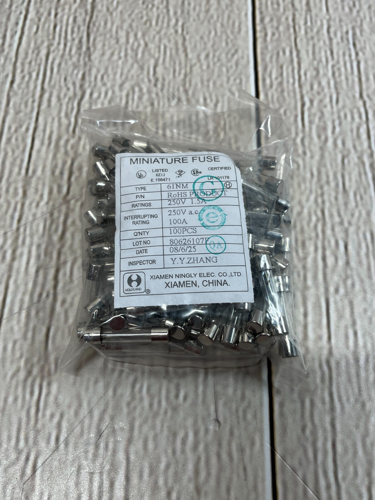 Lot of 100 RoHs Miniature Fuse 61NM 100A 250V 1.5A