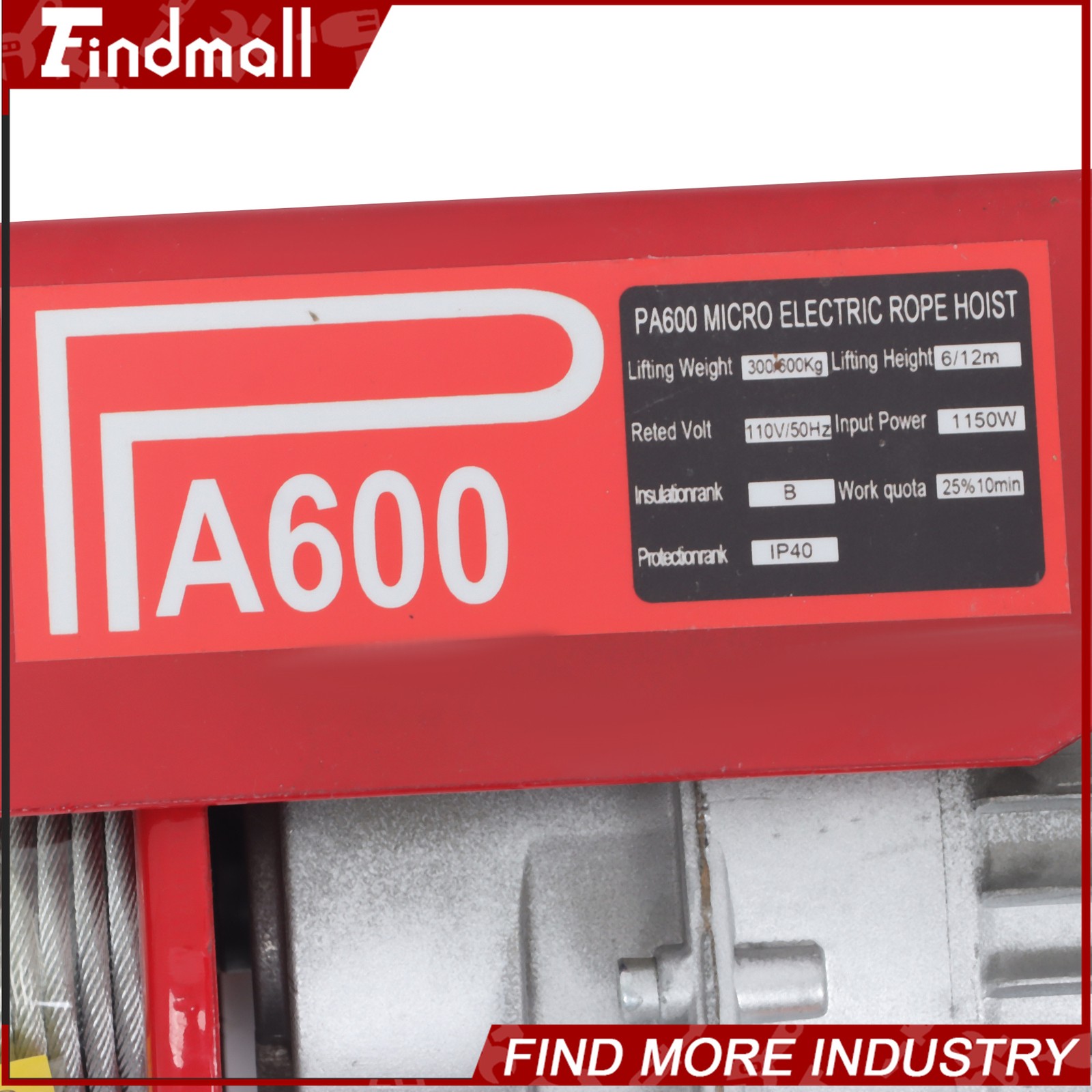 Findmall 1320 lbs 110V Mini Electric Hoist 328 ft Wireless & 14 ft Wired Remote