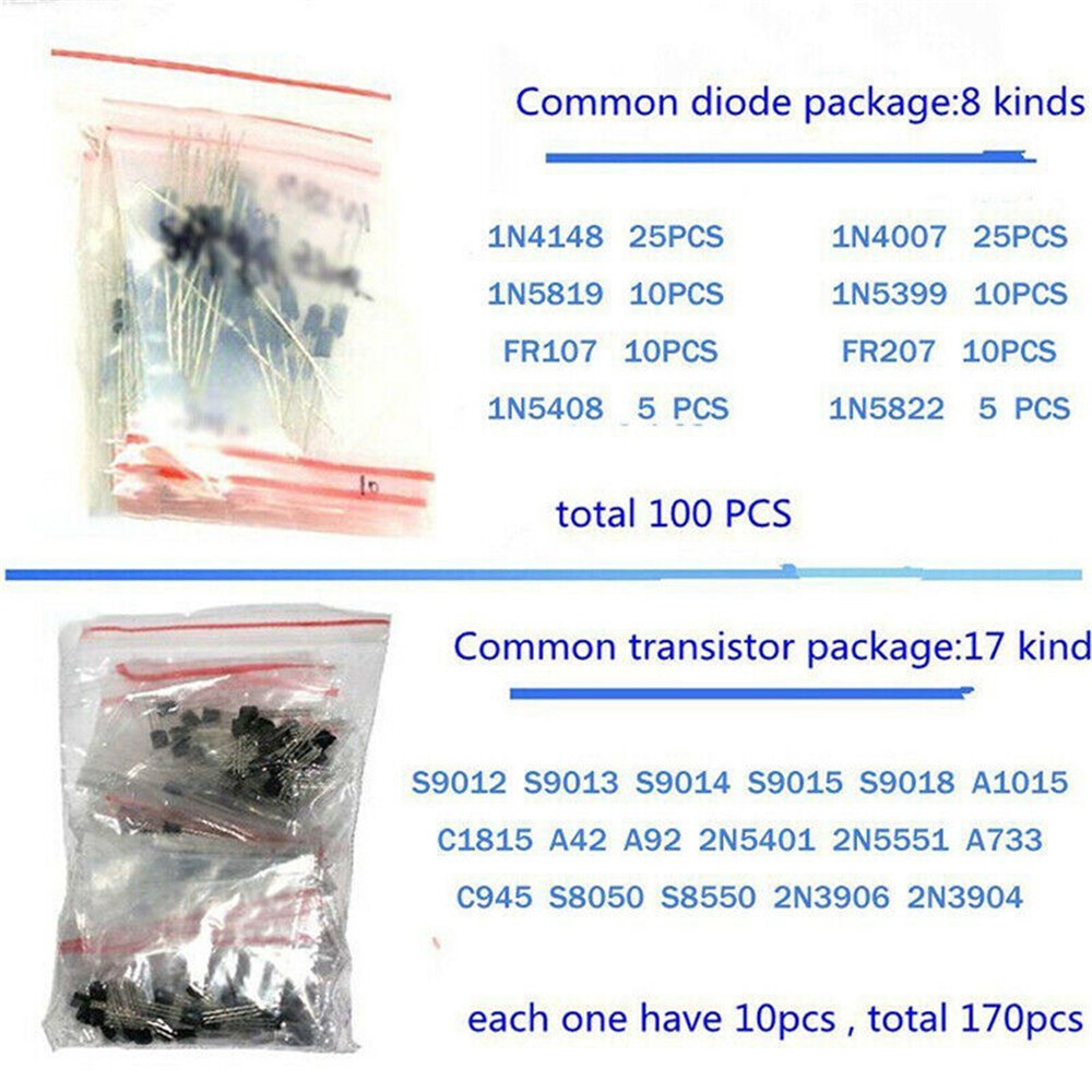 1390pcs/Set Electronic Components Kit Basic Electronics Transistors Assortment