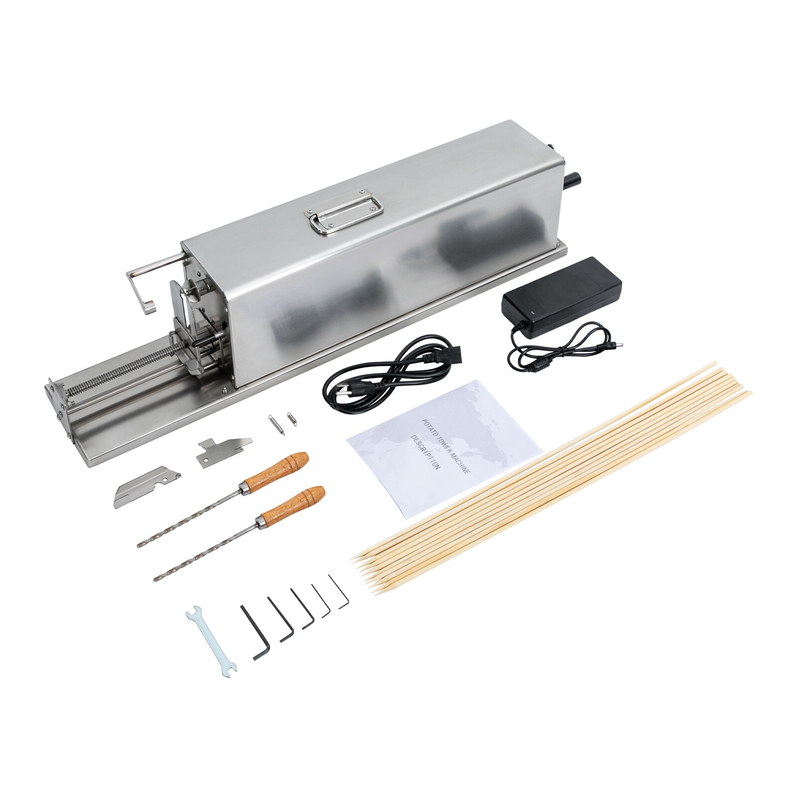 110V Automatic Stretching Potato Spiral Slicer Electric Potato Tower Machine