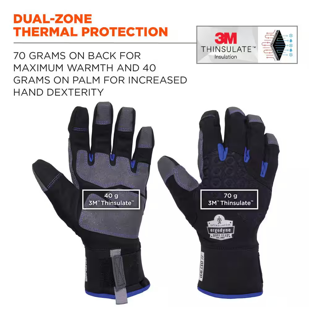 Proflex 817WP Medium Black Reinforced Thermal Waterproof Utility Gloves