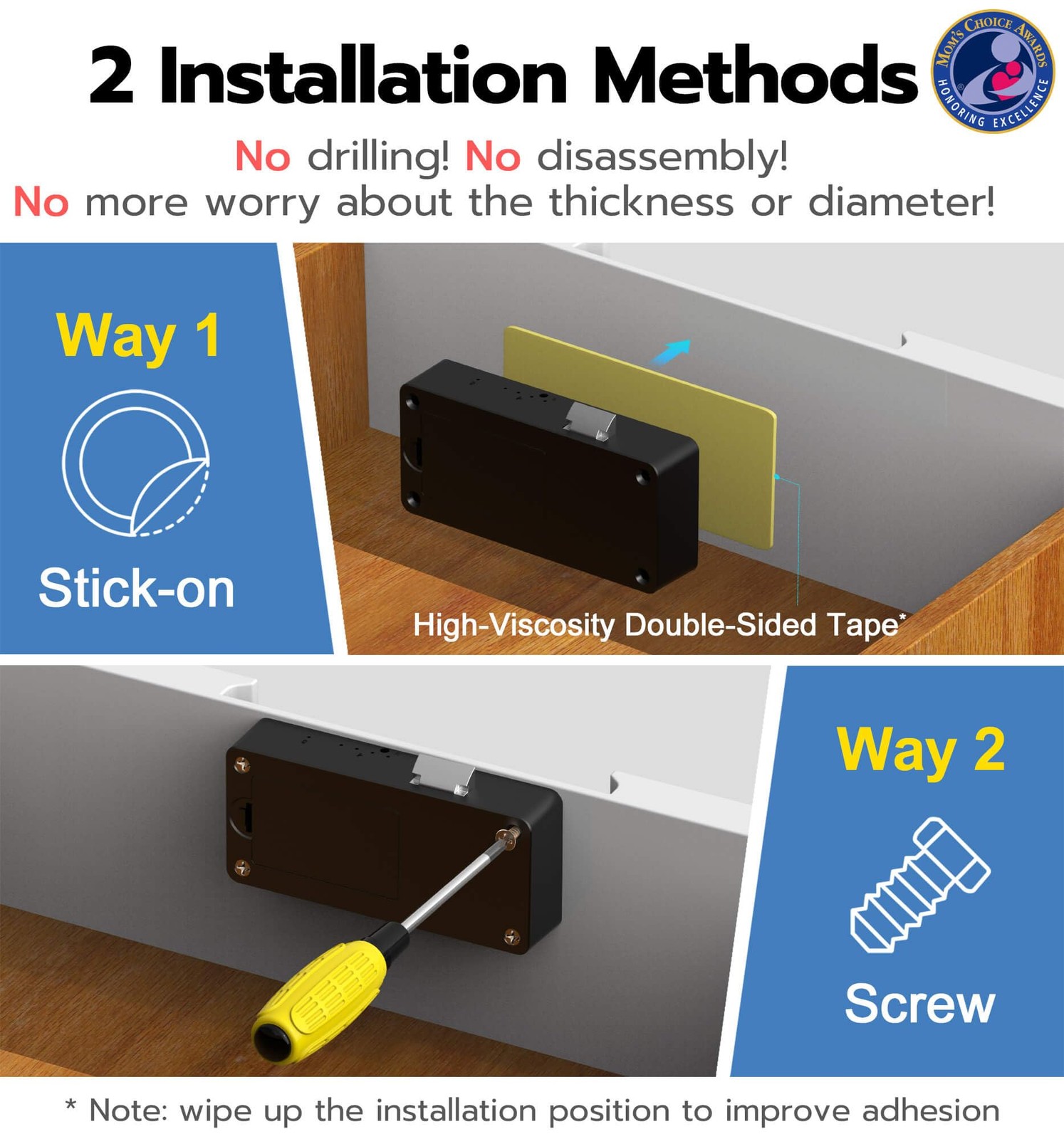 Smart Cabinet Lock, Hidden No Drill Adhesive Baby Proofing Child Proof Drawer…