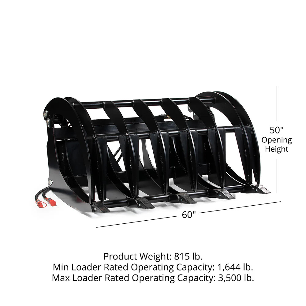 Titan Attachments Extreme Skid Steer Root Grapple Rake Attachment 60″ Universal