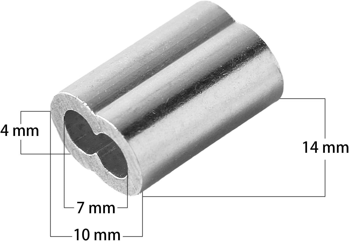 QDiShi 1/8″ (3mm) Aluminum Crimping Loop Sleeve for 1/8″ Wire Rope Cable Ferrule
