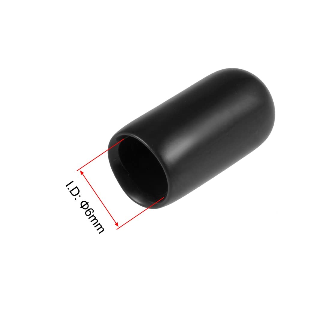 uxcell 100pcs Rubber End Caps 6mm(1/4-inch) ID Vinyl Round Tube 6mm, Black