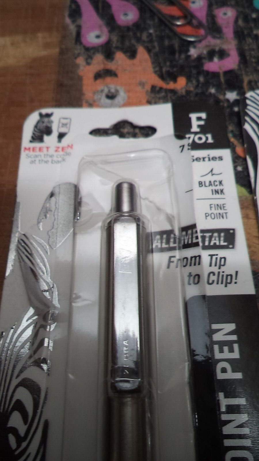 Zebra Pen F-701 Ballpoint Stainless Steel Retractable Fine Point 0.8mm Black ink