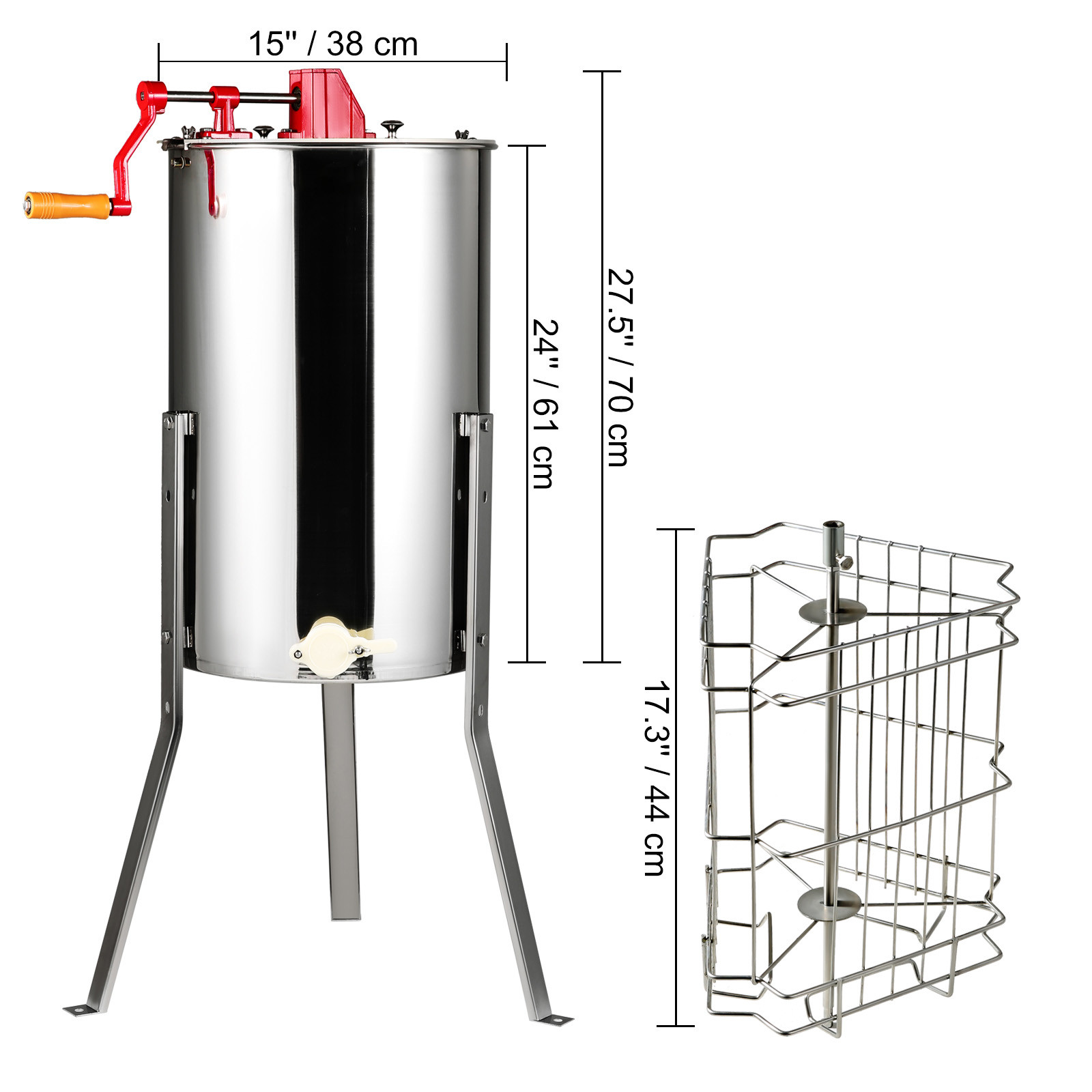 VEVOR Manual Honey Extractor Beekeeping Equipment 3 Frames Stainless Steel
