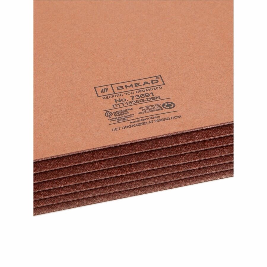 Smead 73691 File Pocket, 5.25” Expansion, Dark Brown Gusset, Letter Size