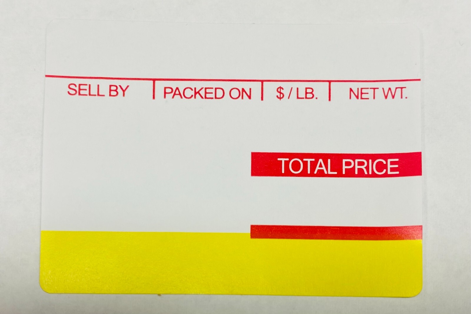 ISHIDA 1819 Printing Scale Label, AC, Astra, RED/Yellow UPC 64mm x 47mm, 12 ROLL