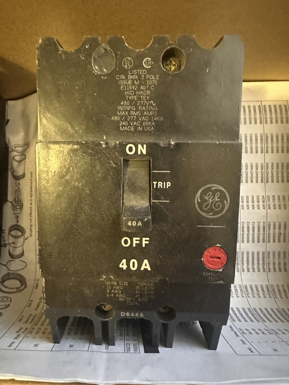GE TEY TEY340 Circuit Breaker