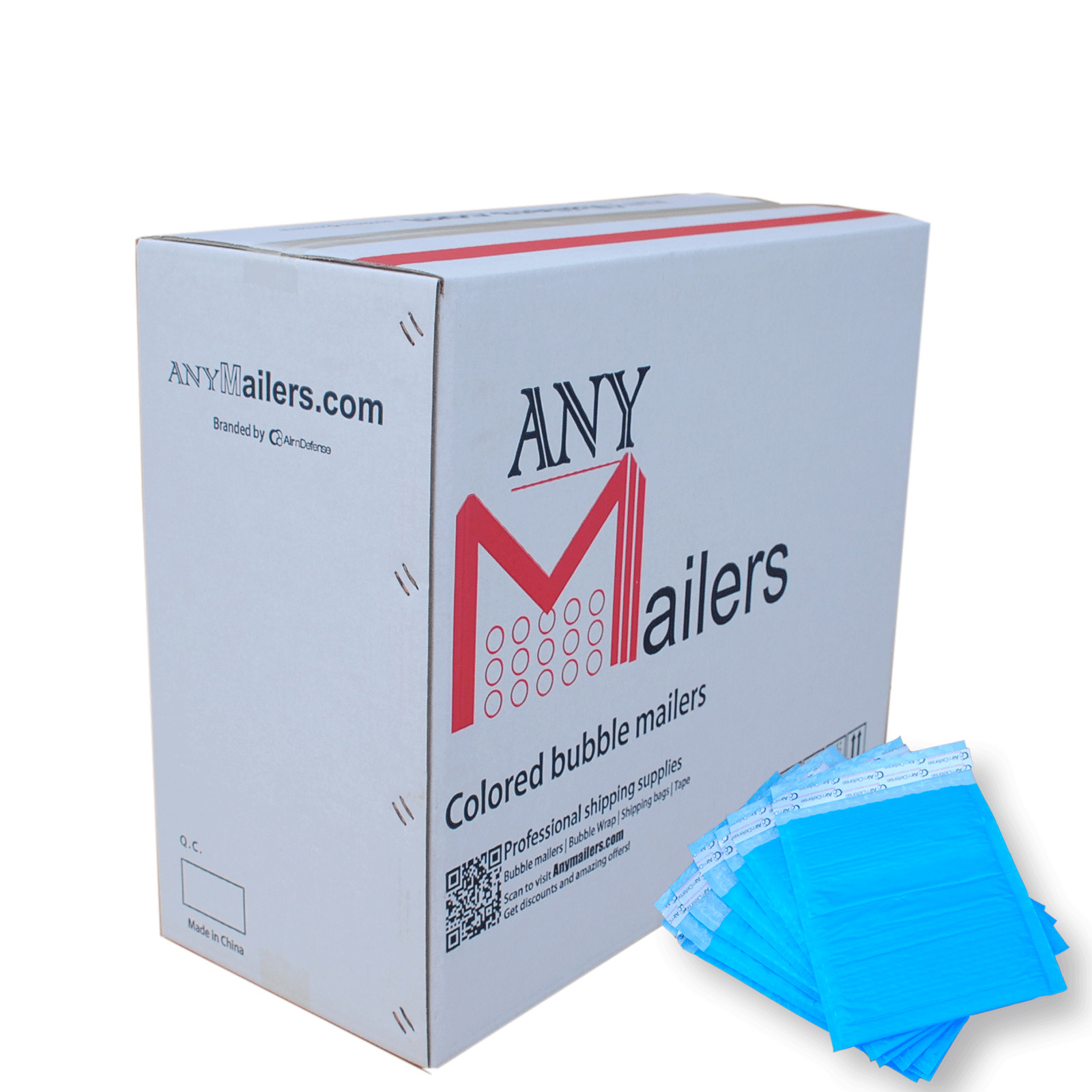 AirnDefense 250 #0 6.5X10″ Blue Poly Bubble Mailers Shipping Padded Envelope