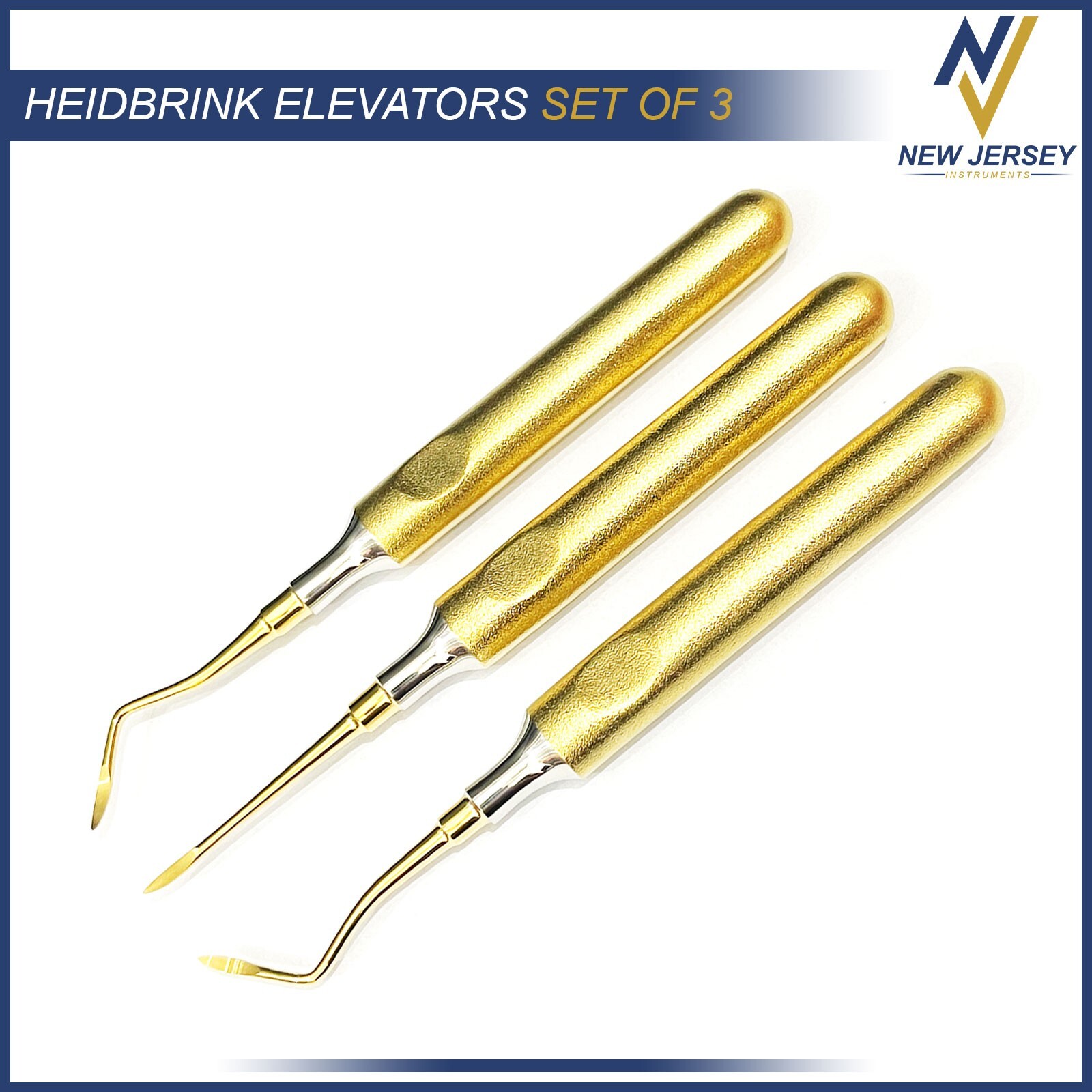 3 Pcs Dental Root Elevators HEIDBRINK Oral Surgery Luxating Root Picker Elevator