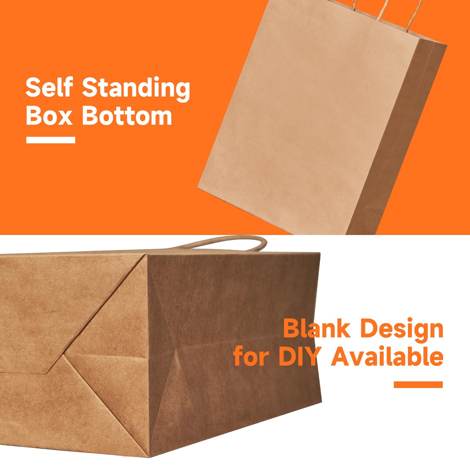 METAPRINT Brown Paper Gift Bags with Handles in 1 count (Pack of 100),