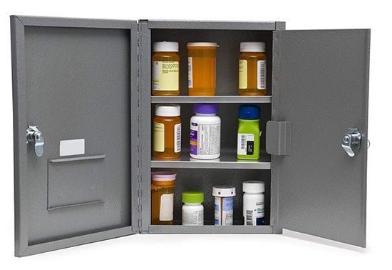Grafco Double Door Narcotic Safe Lock Box Medical Drug Storage Cabinet 14.5×9.5x
