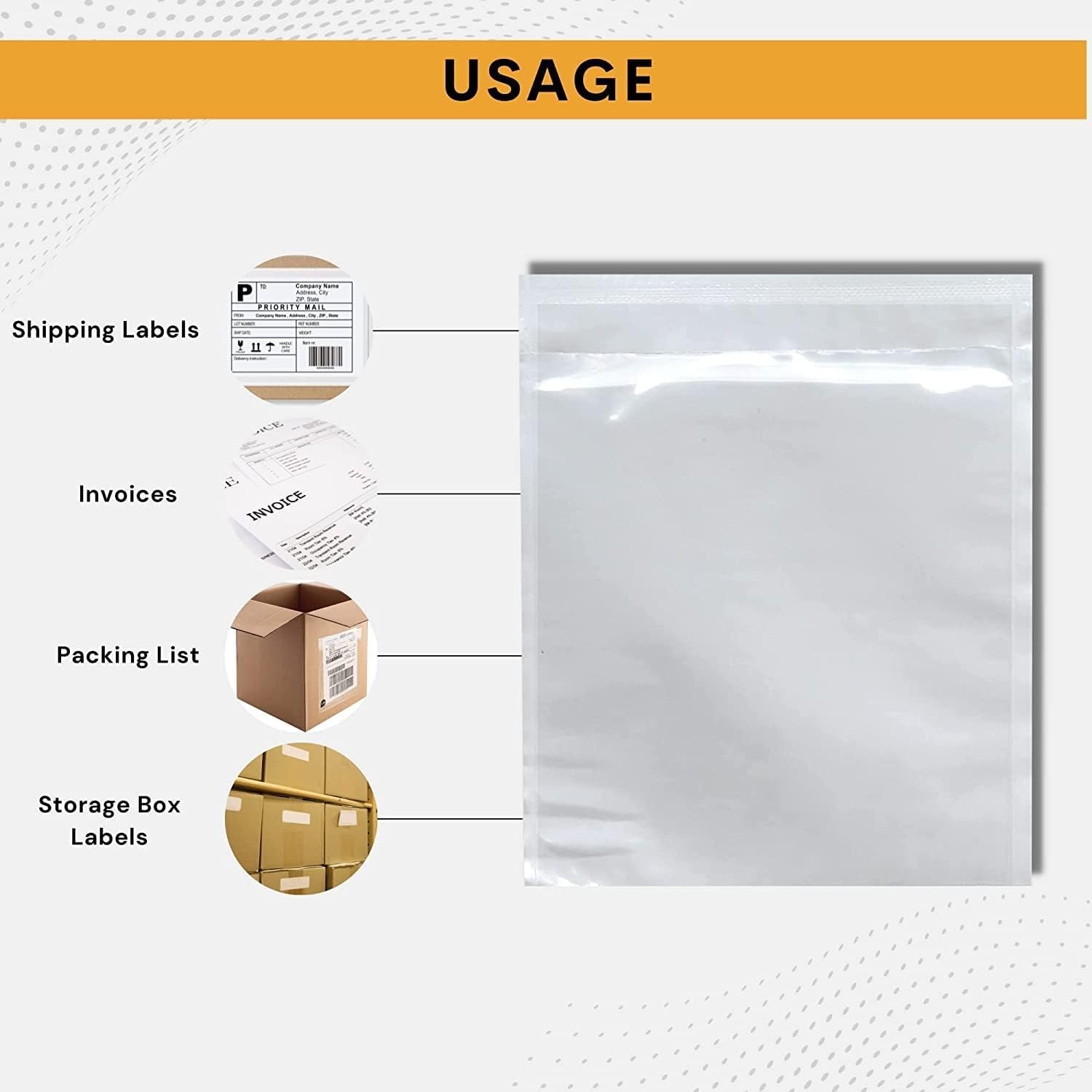Buck Tape As Tough As A Buck 300 Pack 6X9 Label Self-Adhesive Slip Pouches