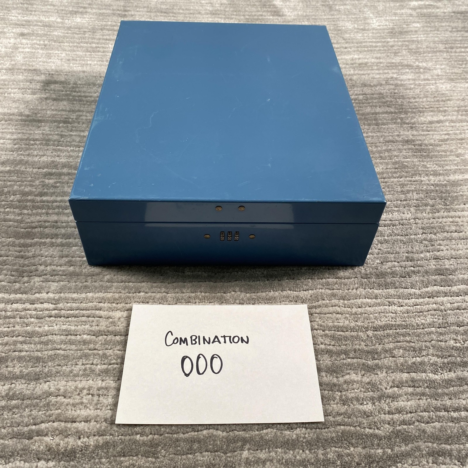 Vintage Bemis & Call Sesamee Policy Box Blue Steel Combination Lock Box Bankers