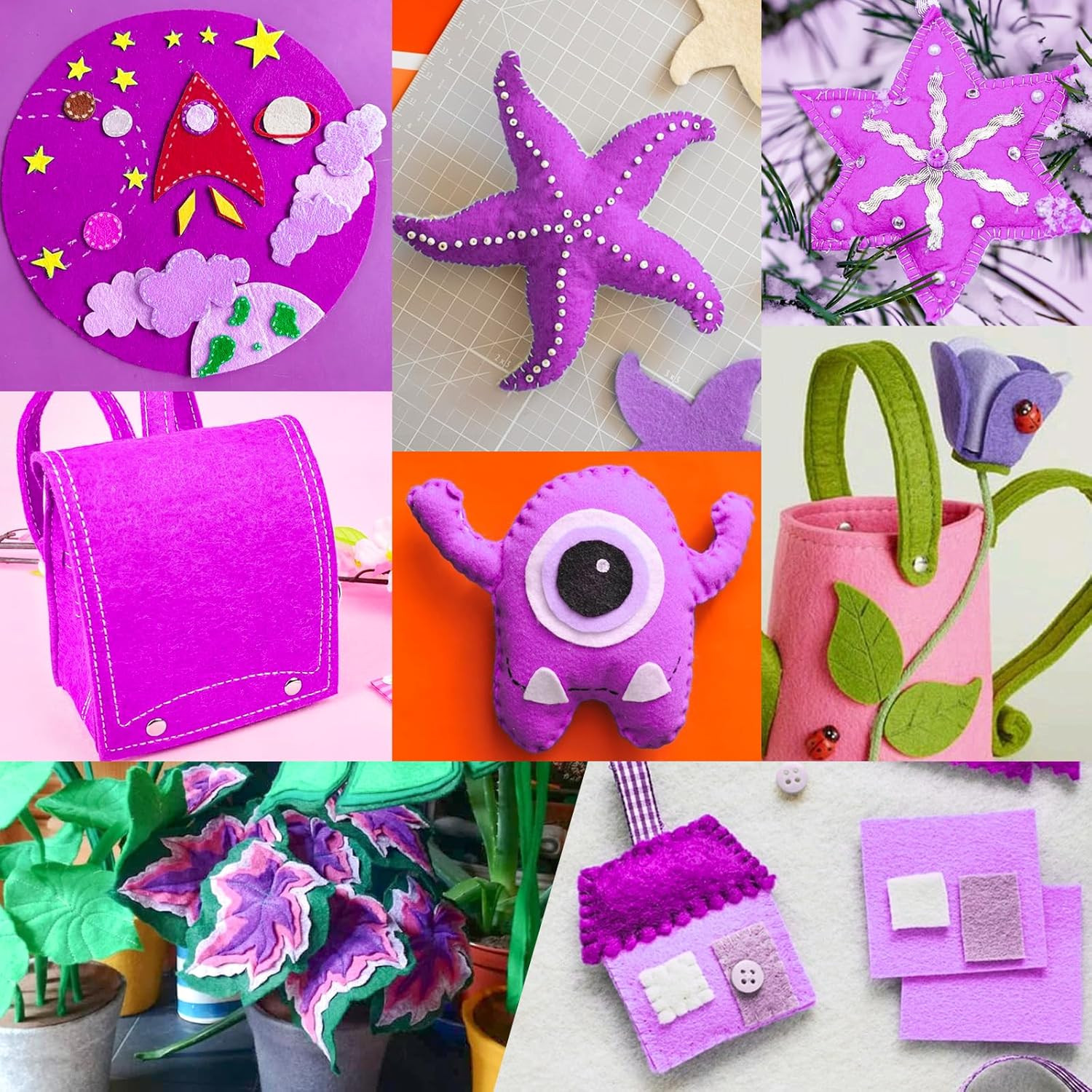 13 Rolls 8″X35″ 1.4Mm Thick Soft Felt Fabric Sheet 13 Assorted Purple Series Col