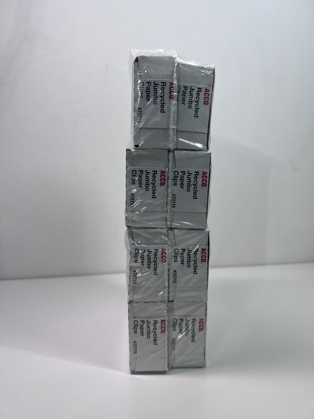 Lot of 800 Acco Recycled Jumbo Paper Clips Smooth Silver Finish 72715 100/Box