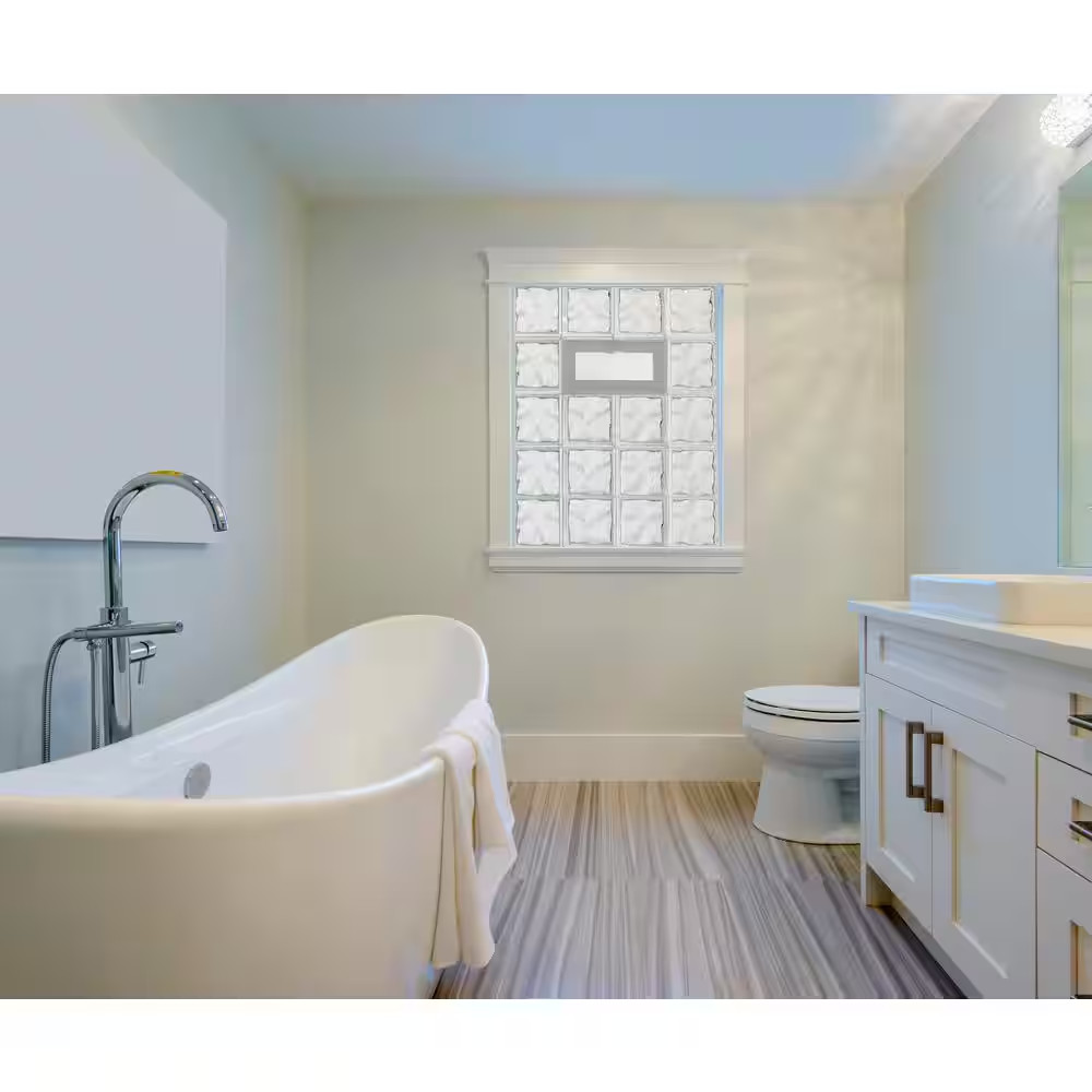 31 In. X 11.5 In. X 3.125 In. Frameless Wave Pattern Vented Glass Block Window