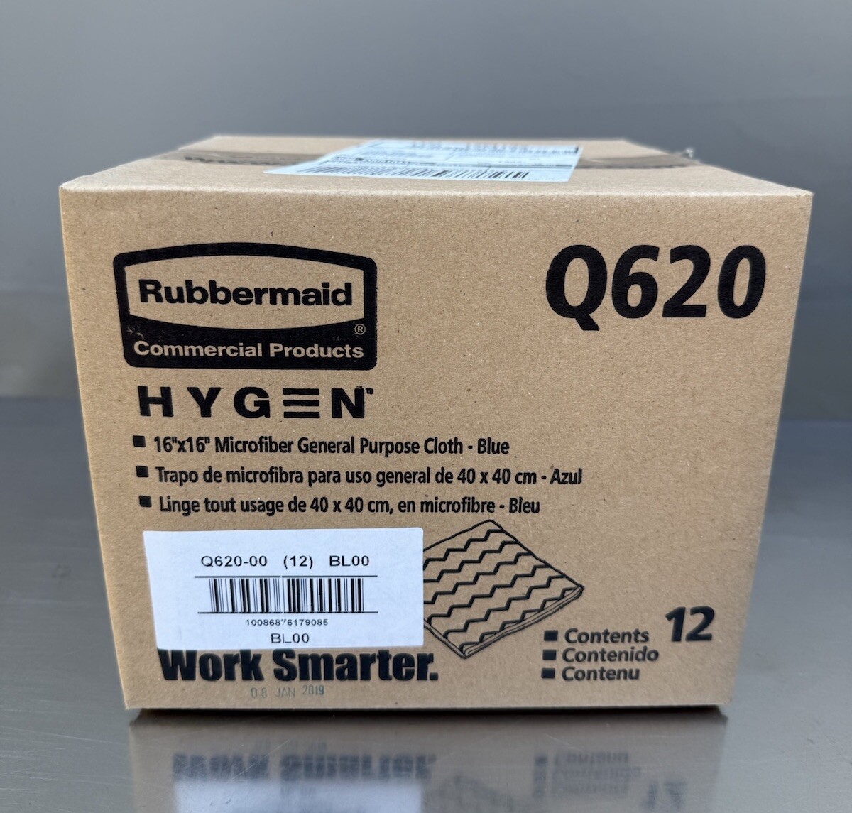 Rubbermaid Hygen 16″ x 16″ Blue Microfiber General Purpose Cloth Q620 – 12 Pack
