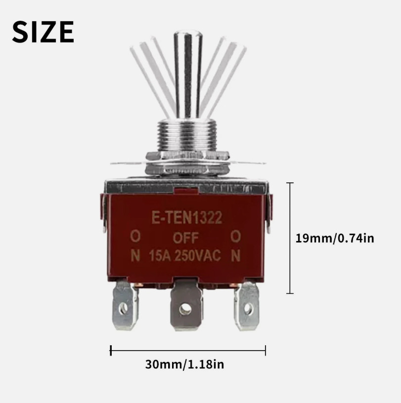 3pcs 6Pin Heavy Duty Momentary DPDT ON/OFF/ON Toggle Switch 20A 125V Waterproof