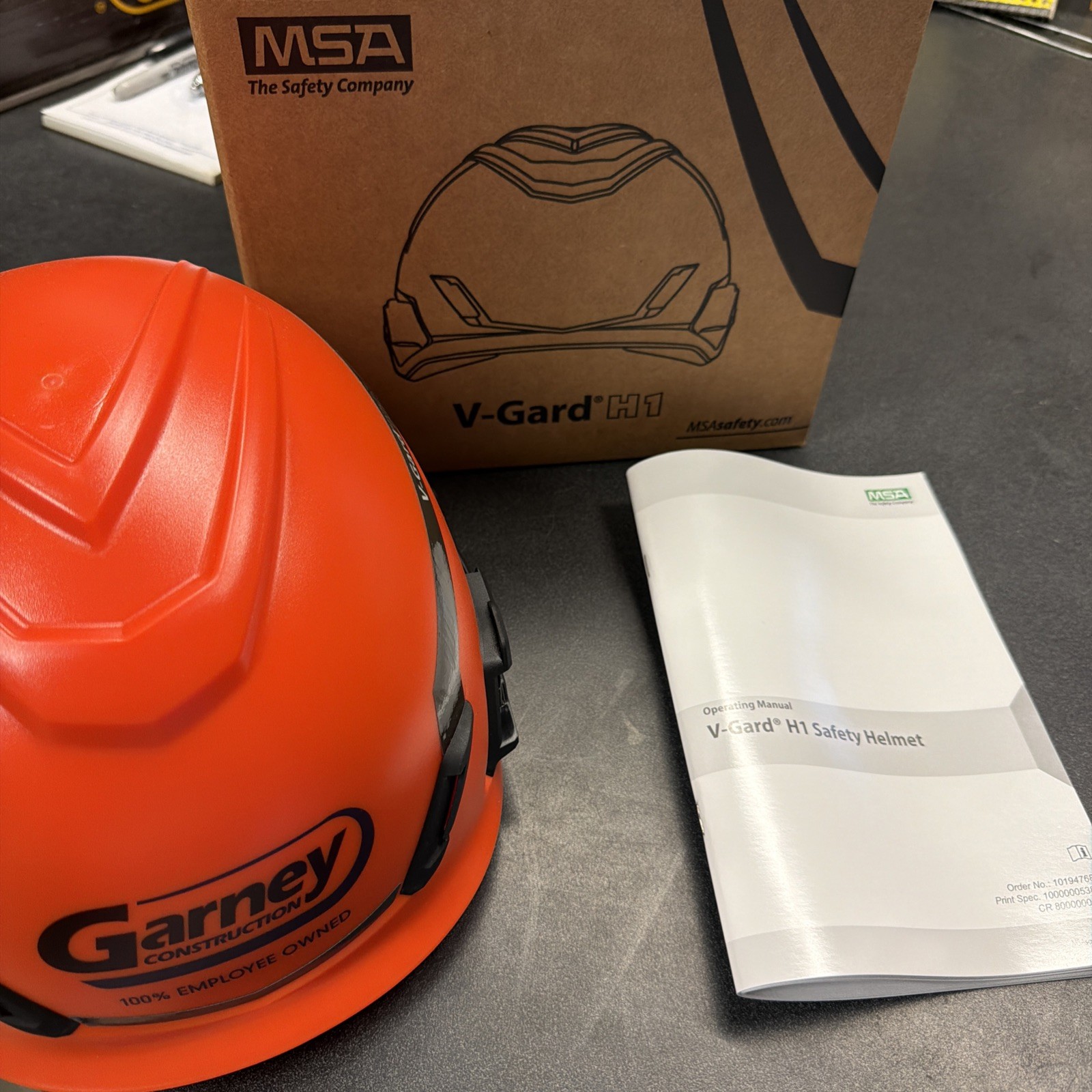 MSA V-Gard H1 Hard Hat Orange 4 Point Ratchet Safety Helmet Open Box NEW