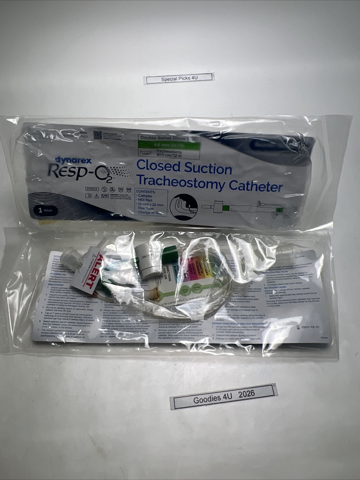 2 Pack Dynarex Resp-02 Closed Suction Tracheostomy Catheter 14 FR No.31012