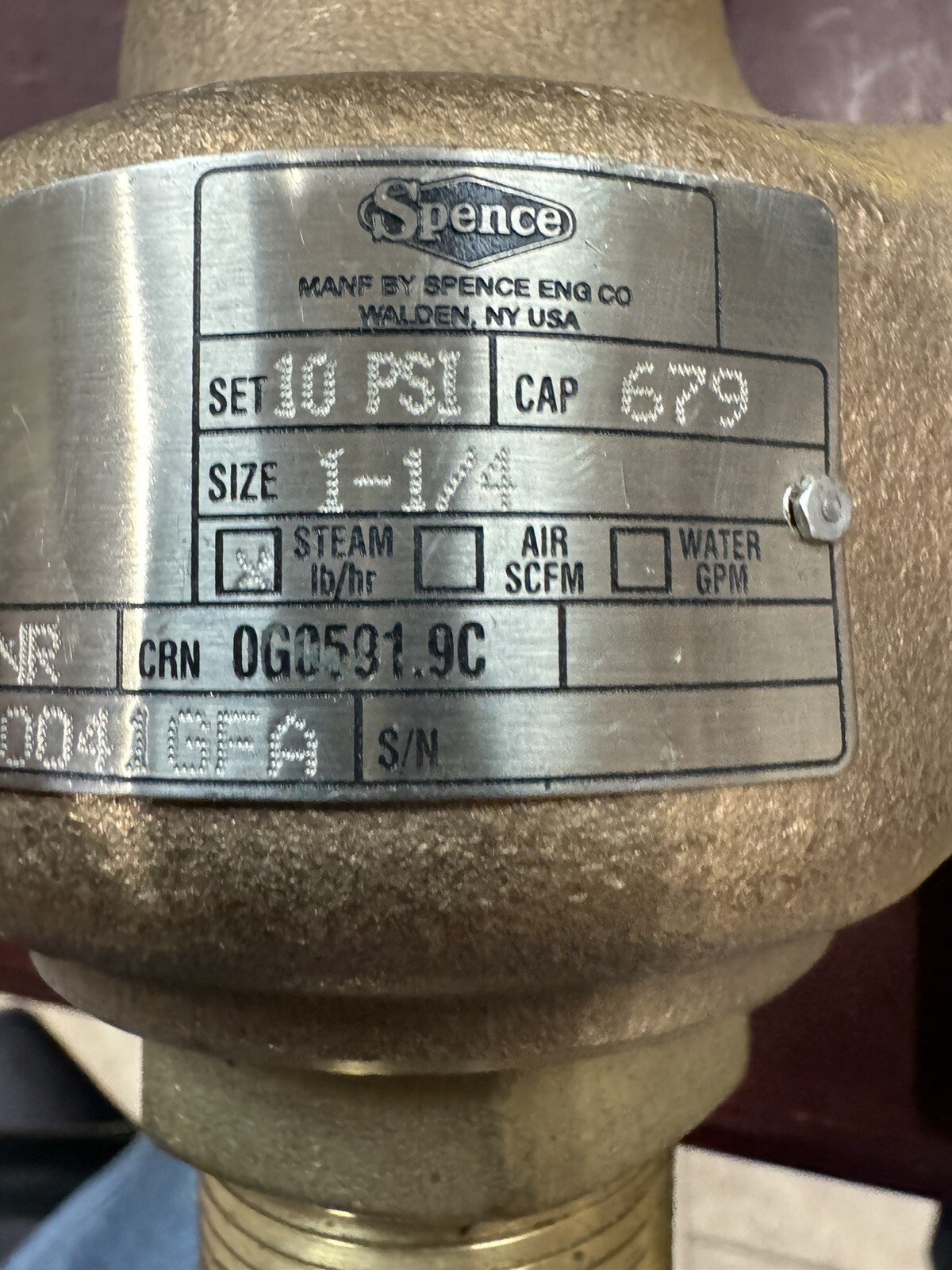 1.25 in x 2 in Steam Pressure Relief Valve Spence Engineering