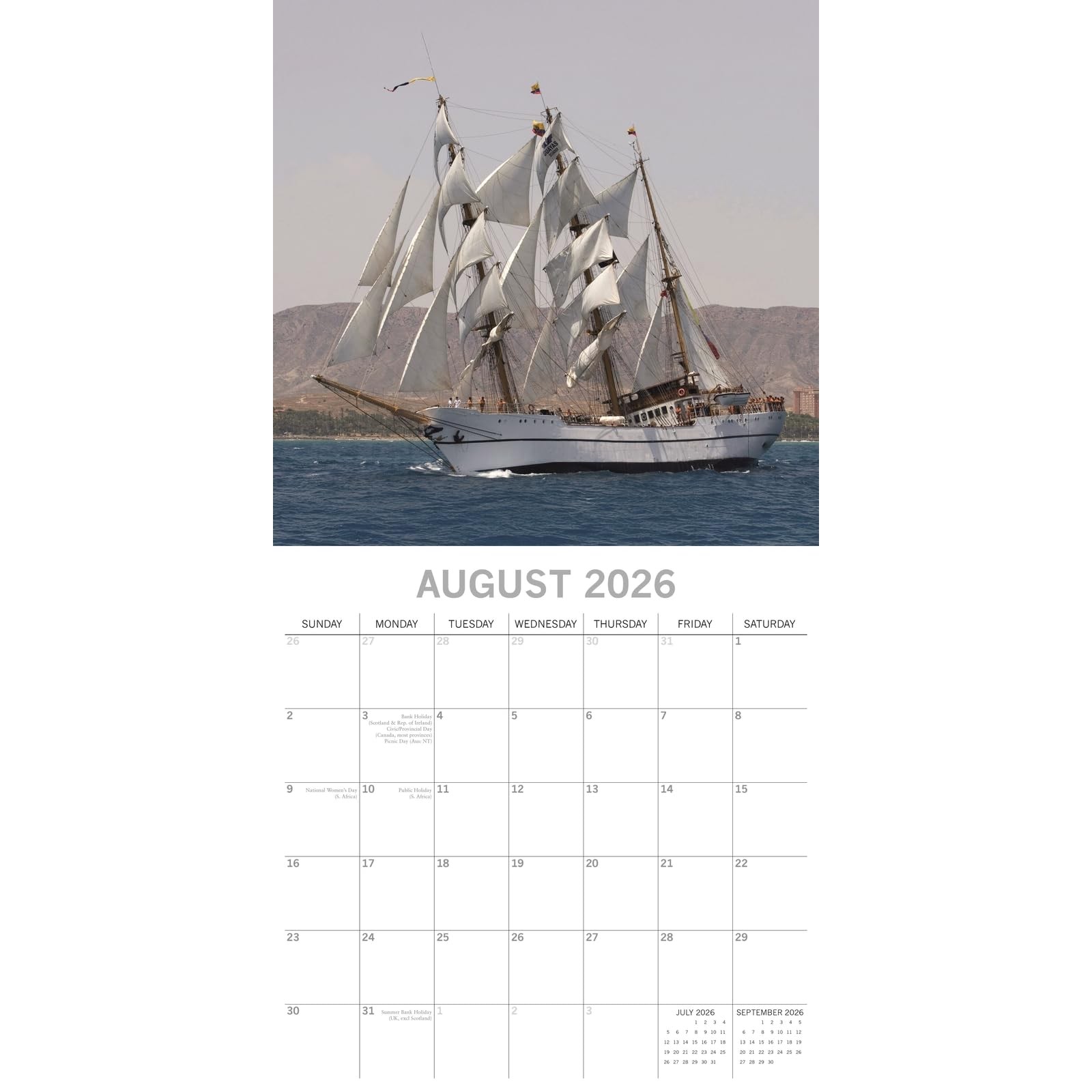The Gifted Stationery 2026 Square Wall Calendar, Tall Ships, 16-Month…