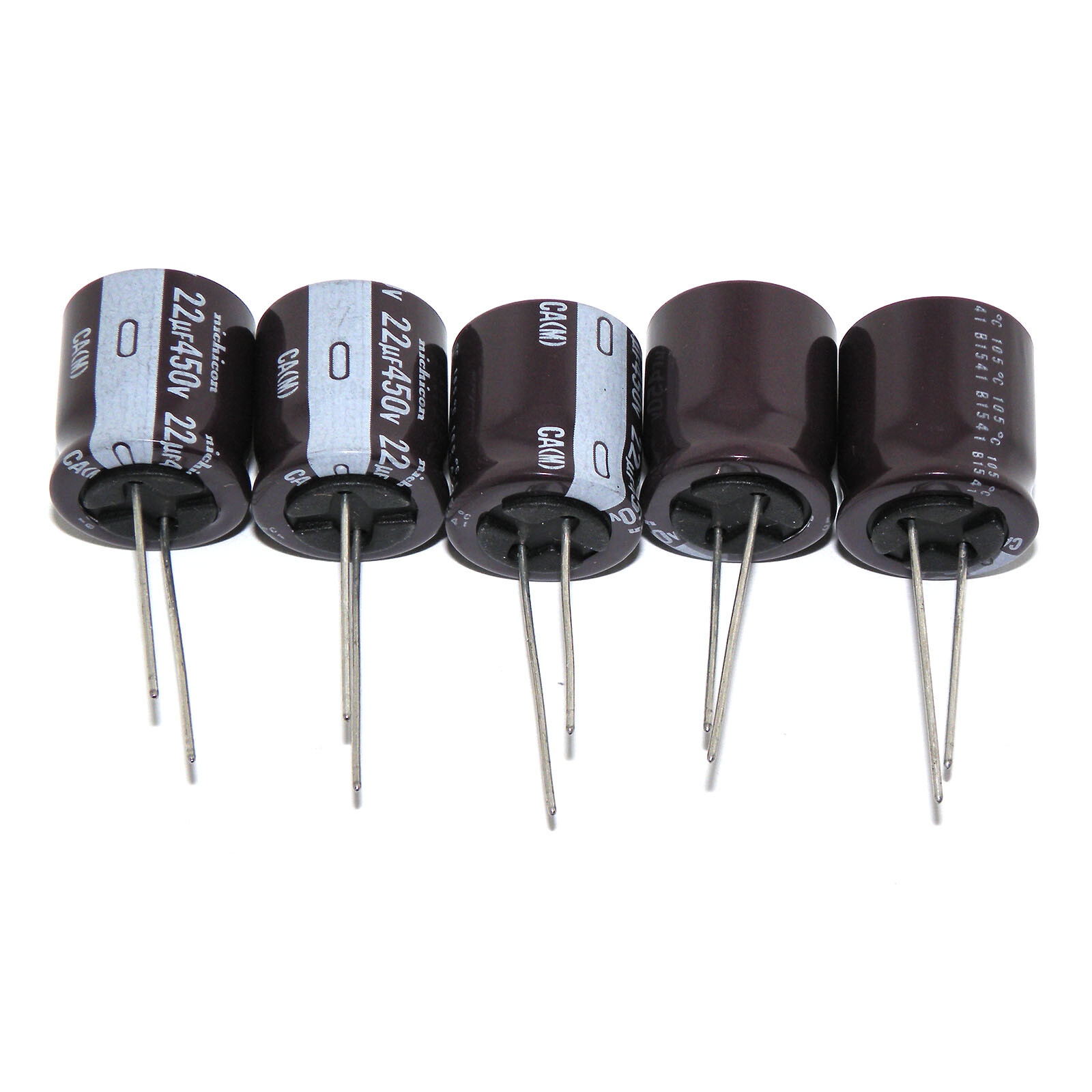 5x 22uF 450V 105C Radial Electrolytic Capacitors Nichicon CA serie 18×20 mm