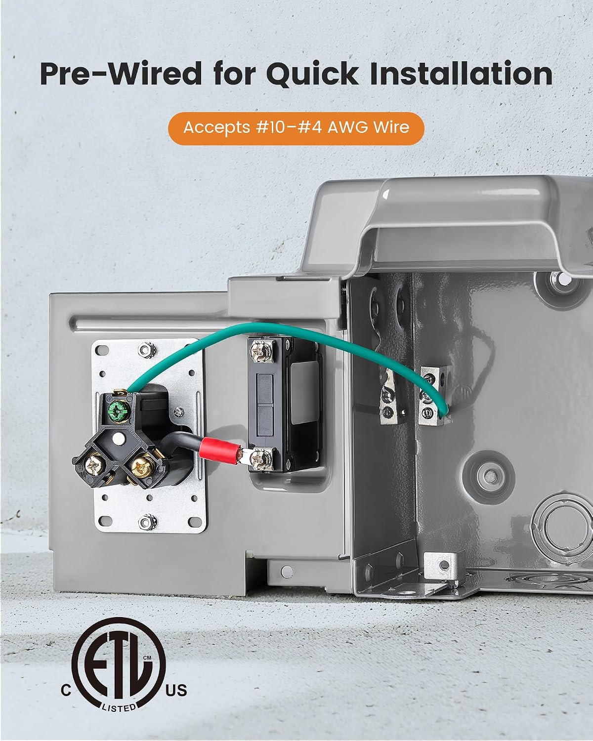 30 Amp RV Outlet Box with Breaker, 125V NEMA TT-30R, Weatherproof Power Box with