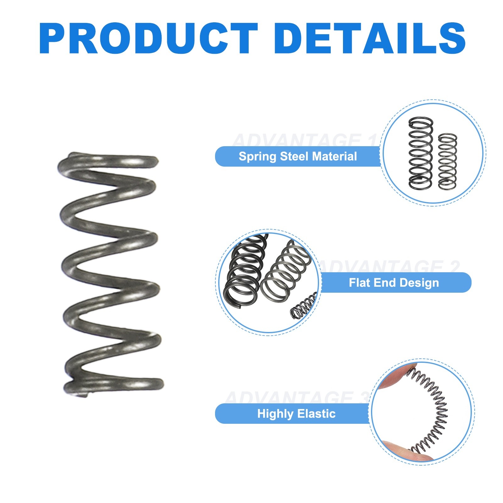 10Pcs Compression Spring 2mm OD 0.3mm Wire Size 5mm Free Length Silver Tone