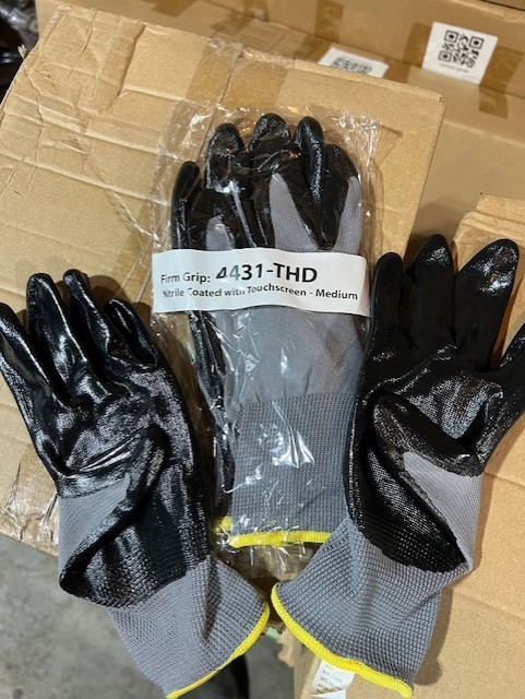 **NEW** 144 PAIRS FIRM GRIP NITRILE COATED WORK GLOVE WITH TOUCHSCREEN SIZE: M