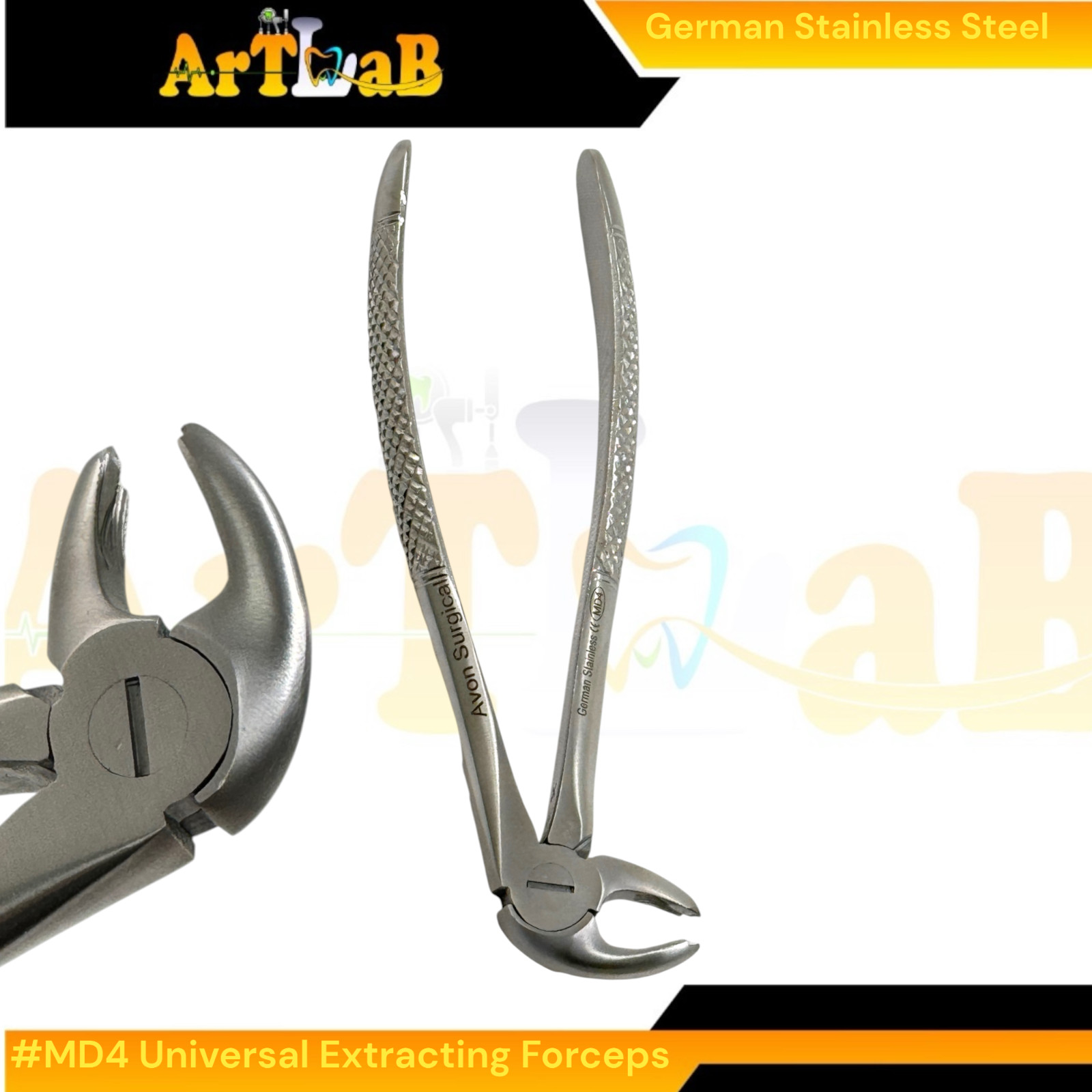 Universal Tooth Extraction Pliers MD4 for Lower Molars – German Stainless Steel