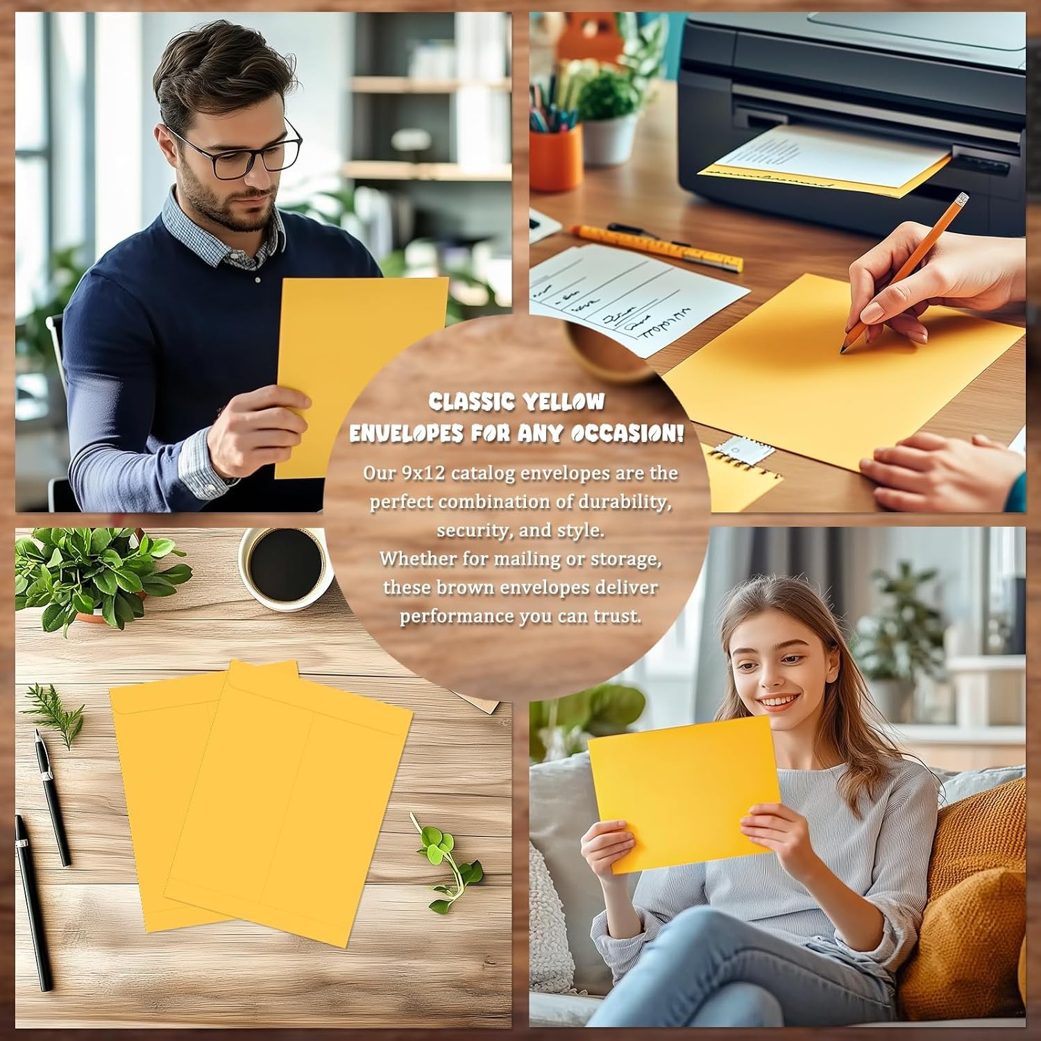 25 Pack Manilla Envelopes 9 x 12, Brown, Letter Size, Self-Seal Manila Large