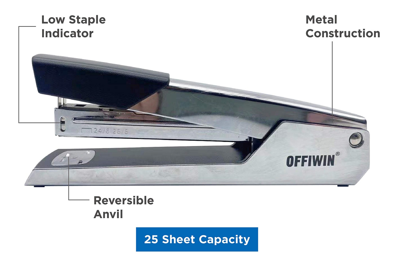 2 PCS Metal Desktop Stapler 25 Sheet Capacity Portable 6.70×1.38×2.36 Inch