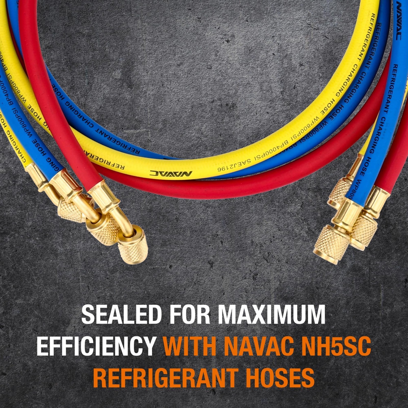 HVAC Charging Hoses 1/4″ with Ball Valve | 5ft Refrigerant Hose Kit for R410A, R