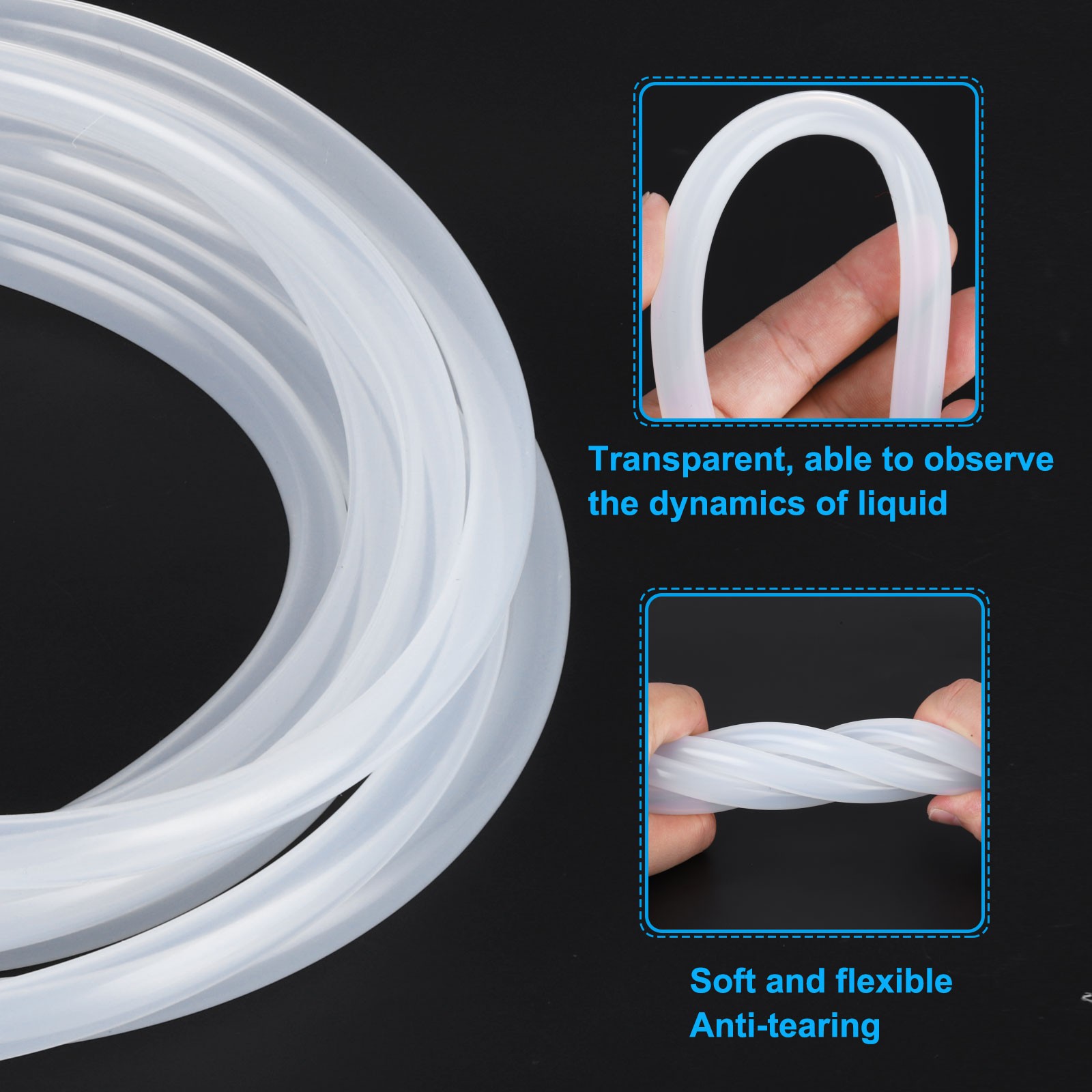 7/16″ ID x 9/16″ OD Silicone Tubing High Temp Hose Tube Clear Pipe 19.7ft