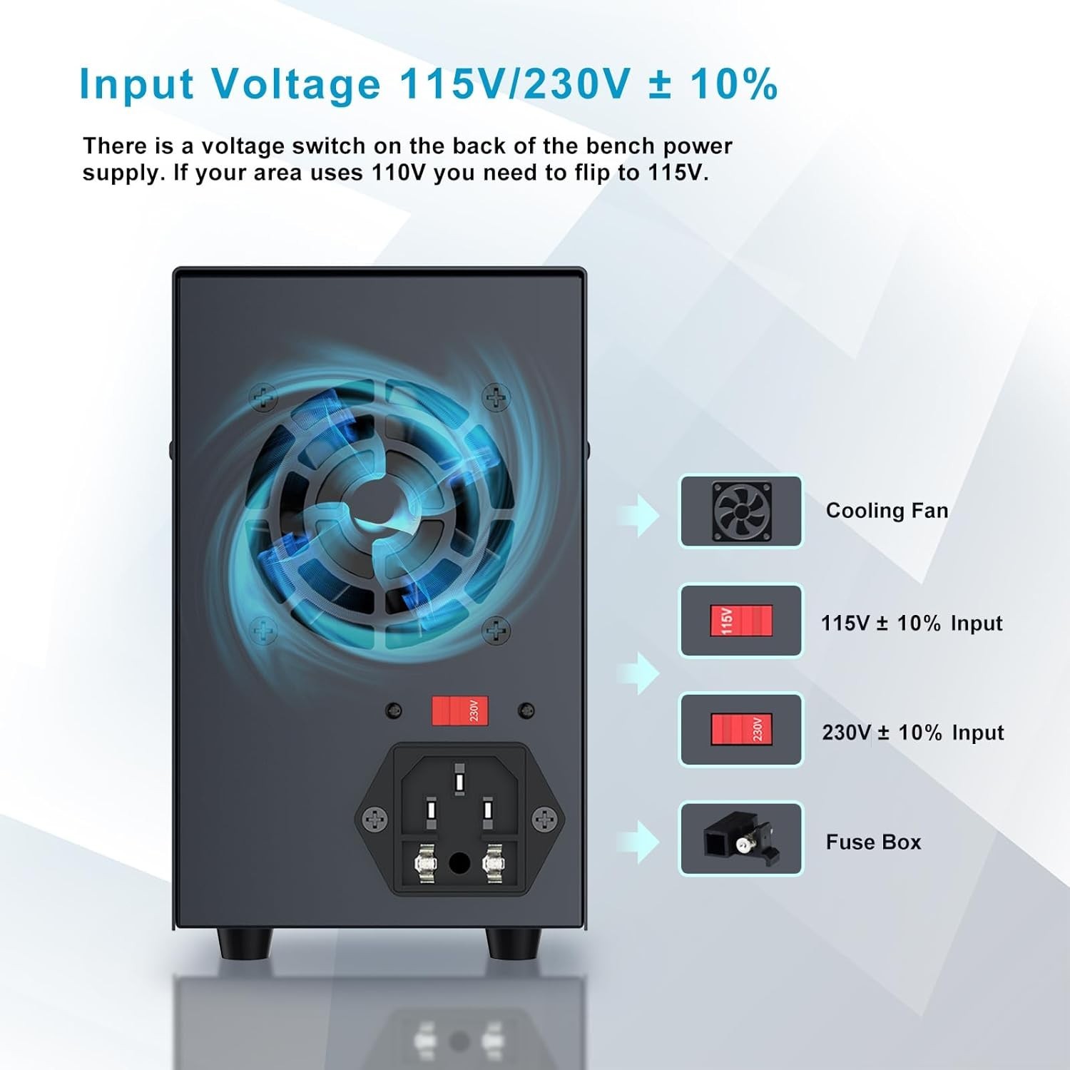 Fuente de alimentación CC variable de 0-30 V y 0-10 A, con conmutación ajustable