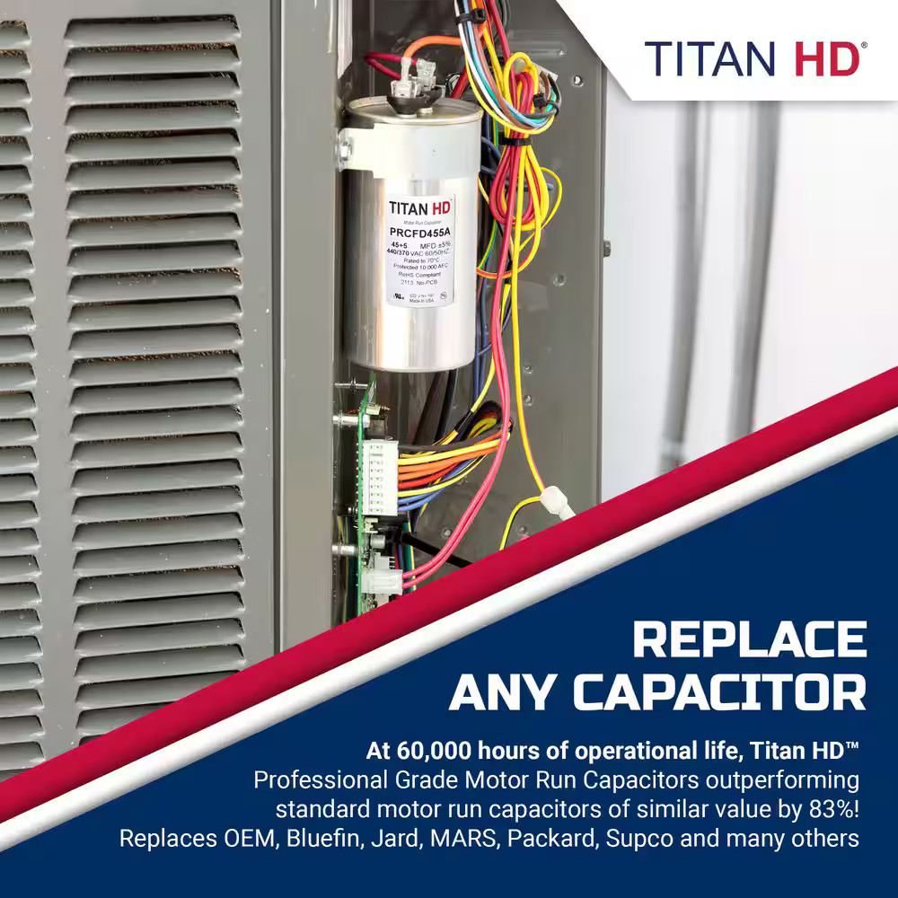 *2 PACK* TITAN HD PRCFD455A 45-5 MFD 440-370V Round Run Capacitor