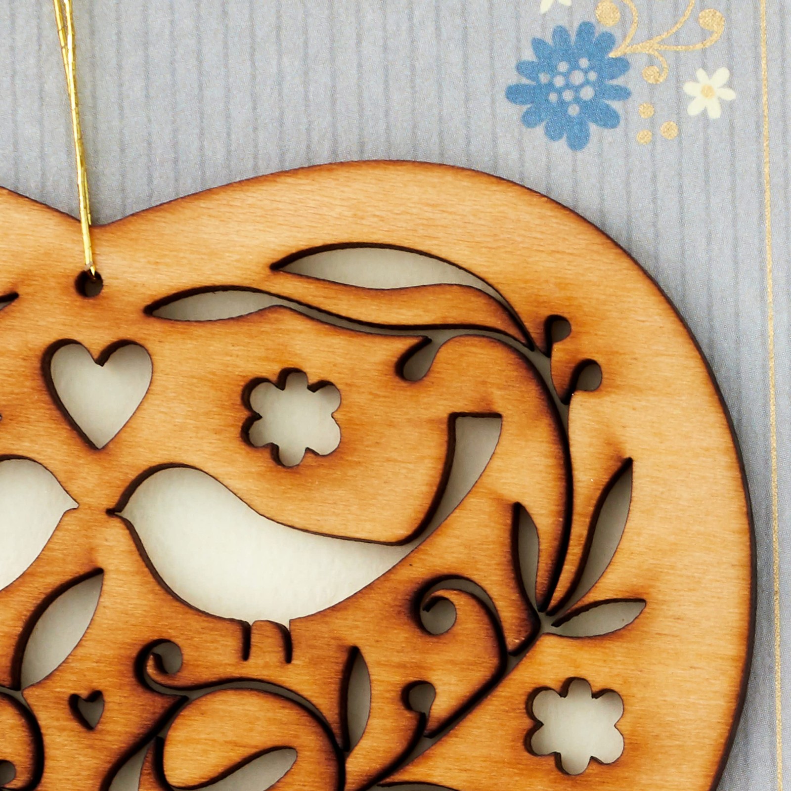 Hallmark Wedding Card (Removable Keepsake Wooden 5 inches x 7.2 inches, Grey