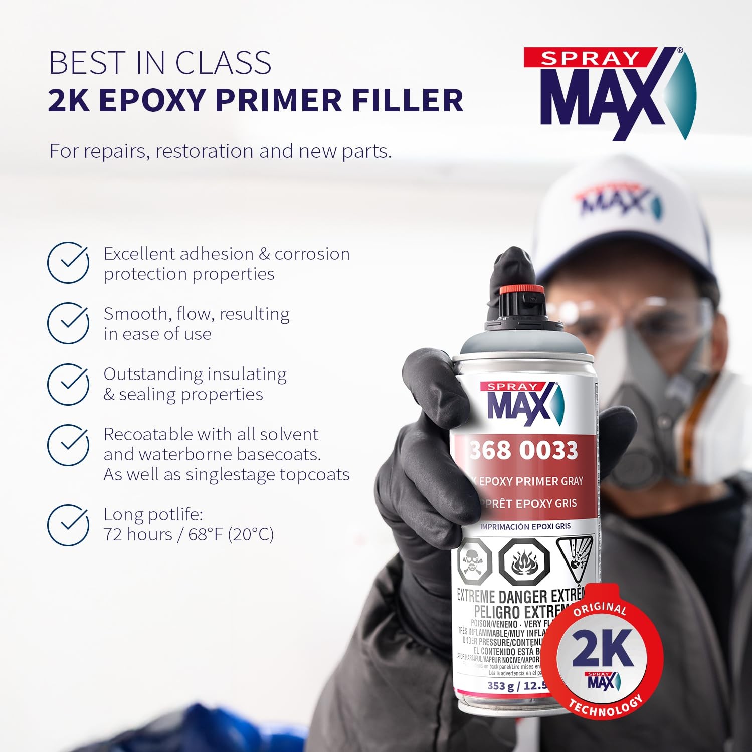 2K Epoxy Primer Gray 12.5 oz | Fast-Drying, High Adhesion Spray Paint