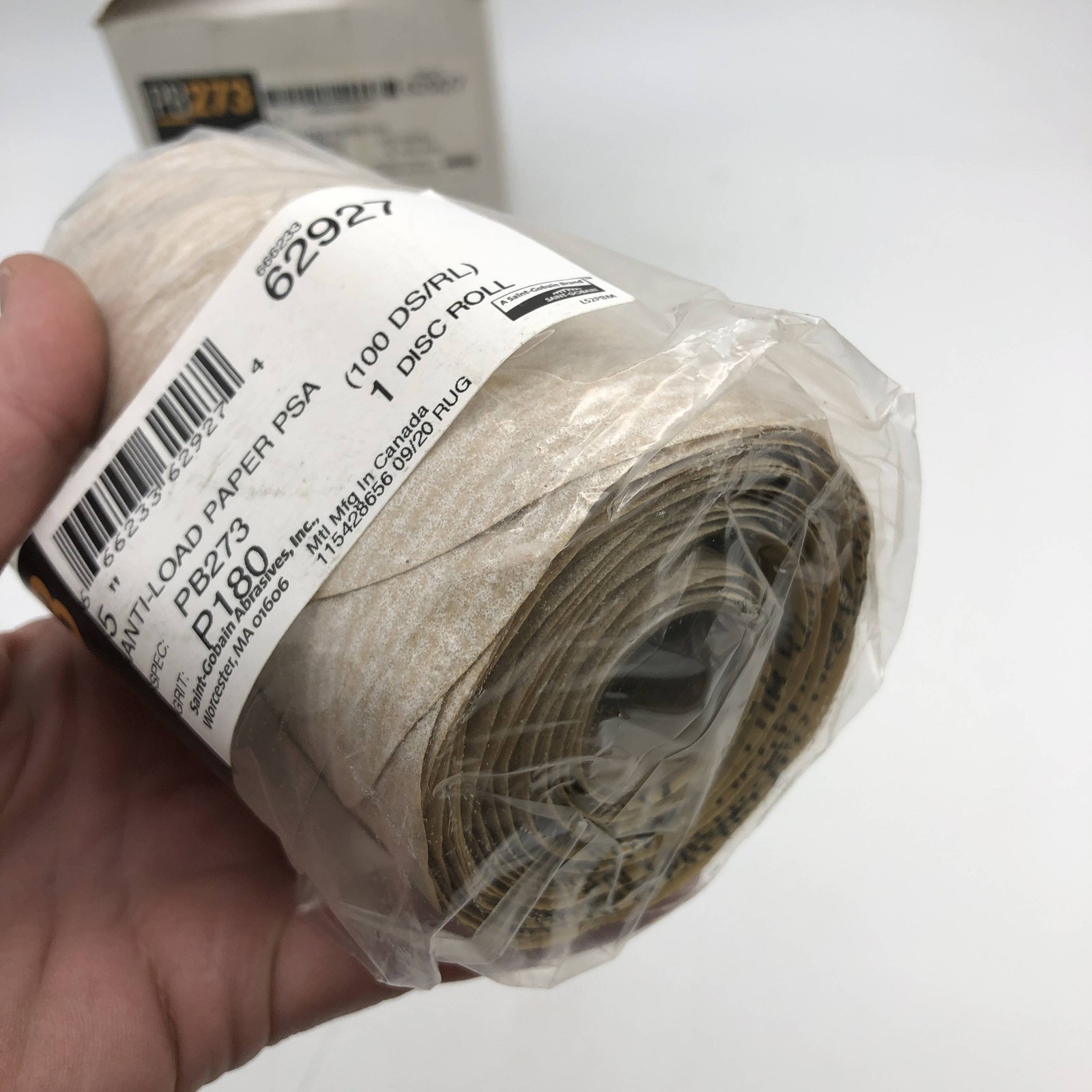 Merit 62927 Disc Rolls 5″ Anti Load Paper PSA PB273 P180 Grit 4 Rolls/400 Discs