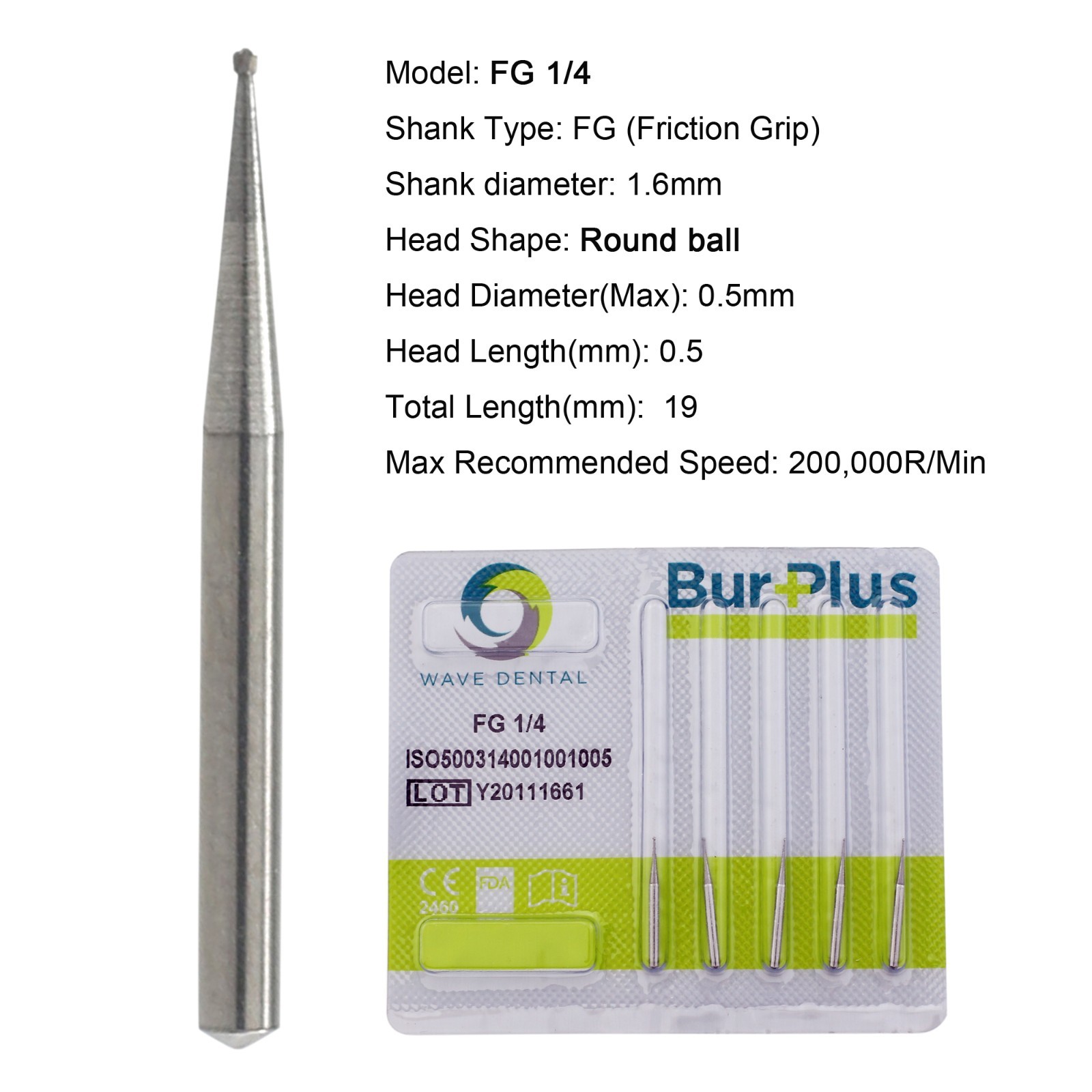 WAVE Dental Carbide Burs Diamond Bur Round FG 2 4 5 6 8 Friction Grip High Speed