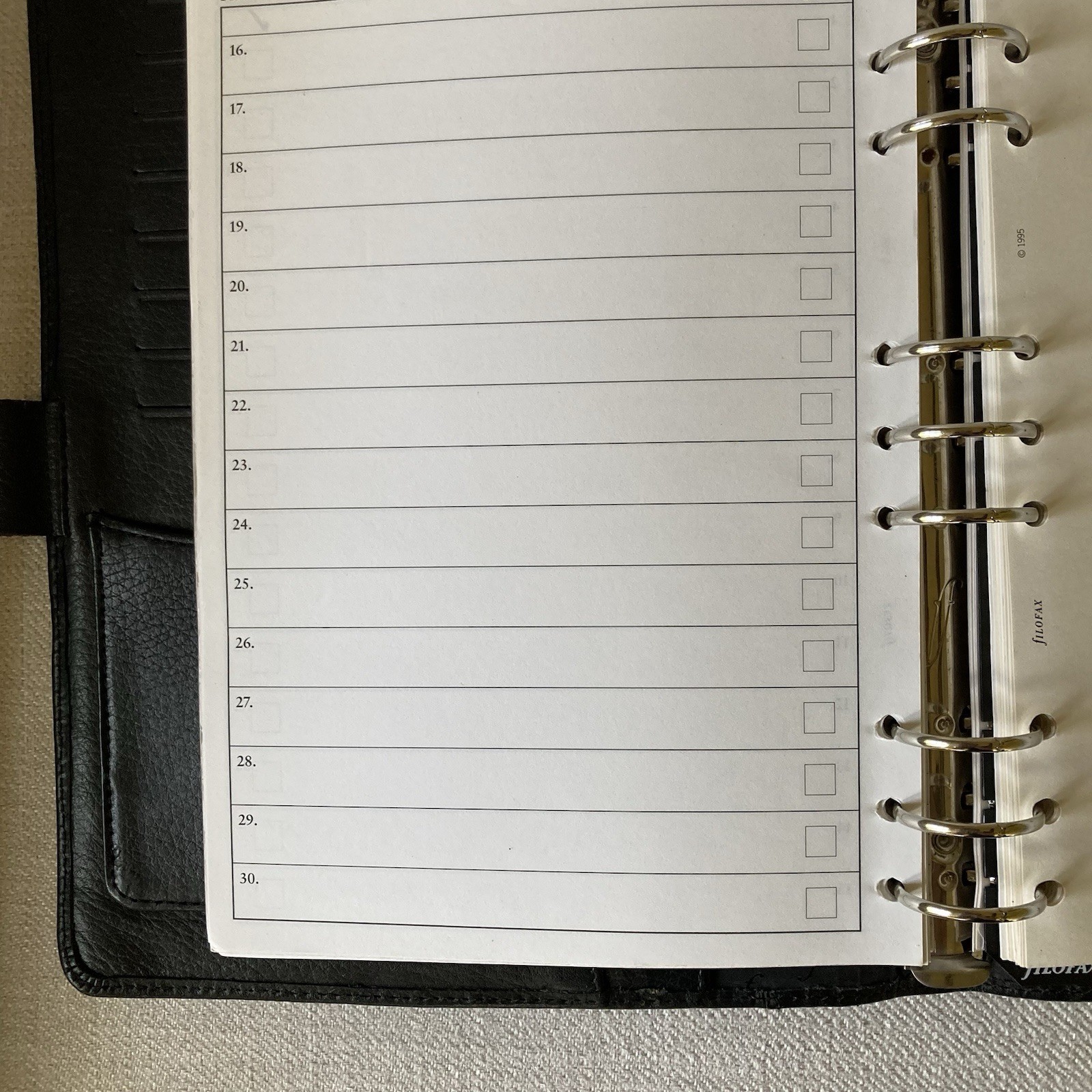 Filofax Richmond A5 Organizer Black Leather 1996 England Personal Planner Vintag