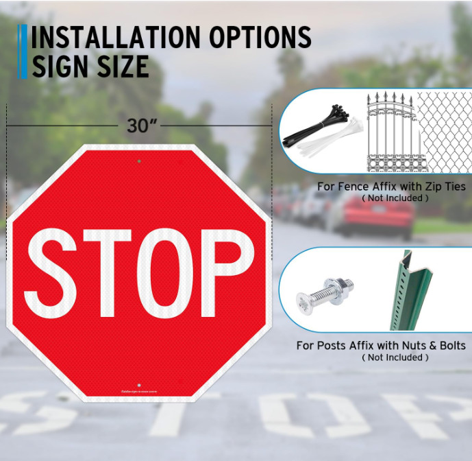 Stop sign 18×18 30×30 24×24 street authentic Reflective Road signs metal 12x12in