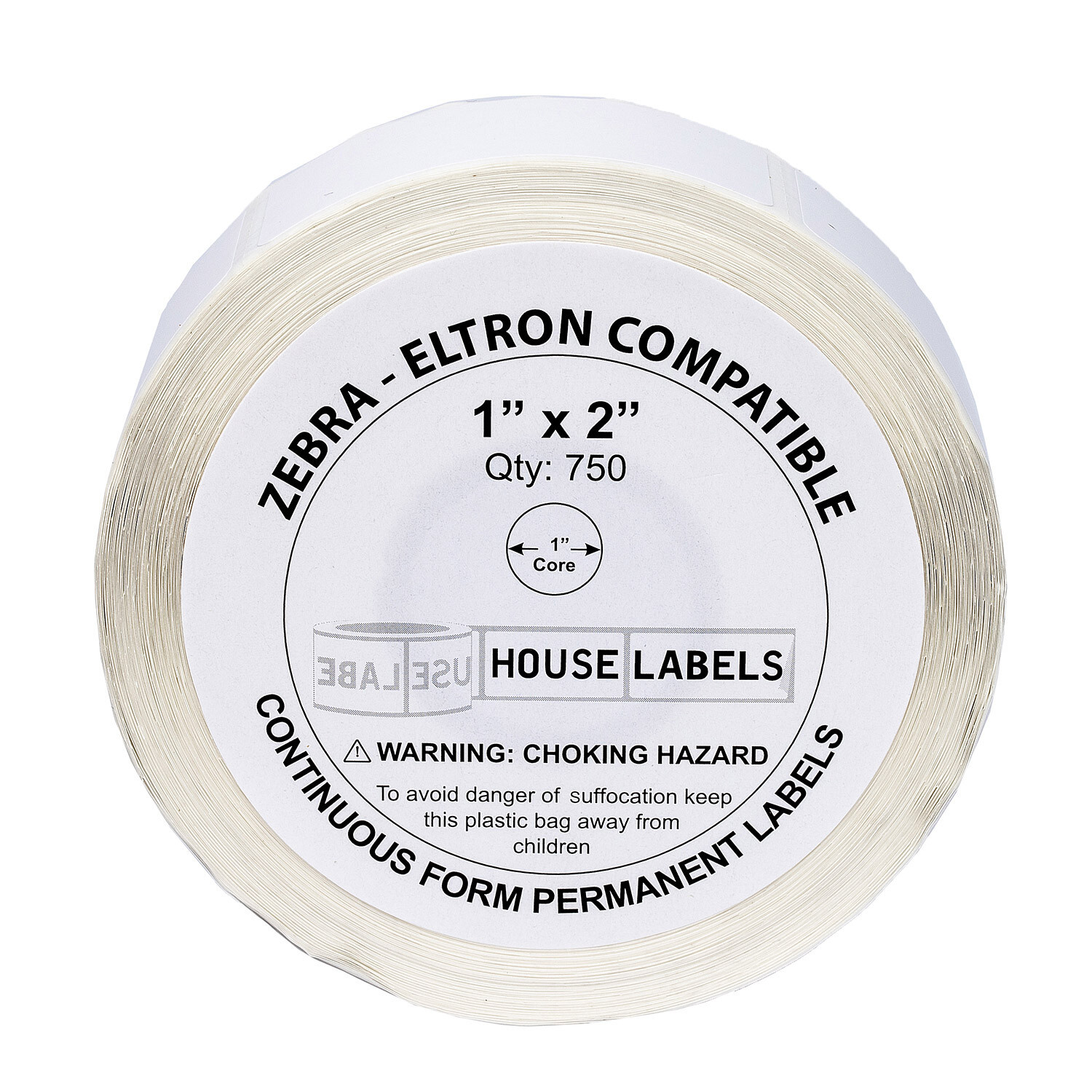 ZEBRA / ELTRON 1×2 (1″ x 2″) Direct Thermal Labels – (1) Roll of 750 Labels